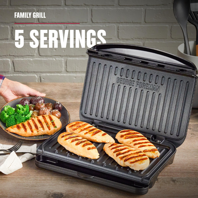 Foreman 5serving Classic Plate Electric Indoor Grill And Panini